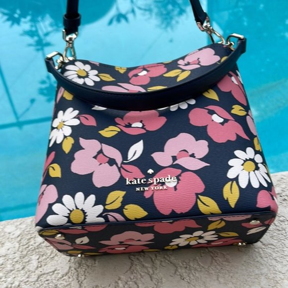 kate spade Handbags - Kate Spade Darcy Small Bucket Bag Road Trip Floral Blue Multi